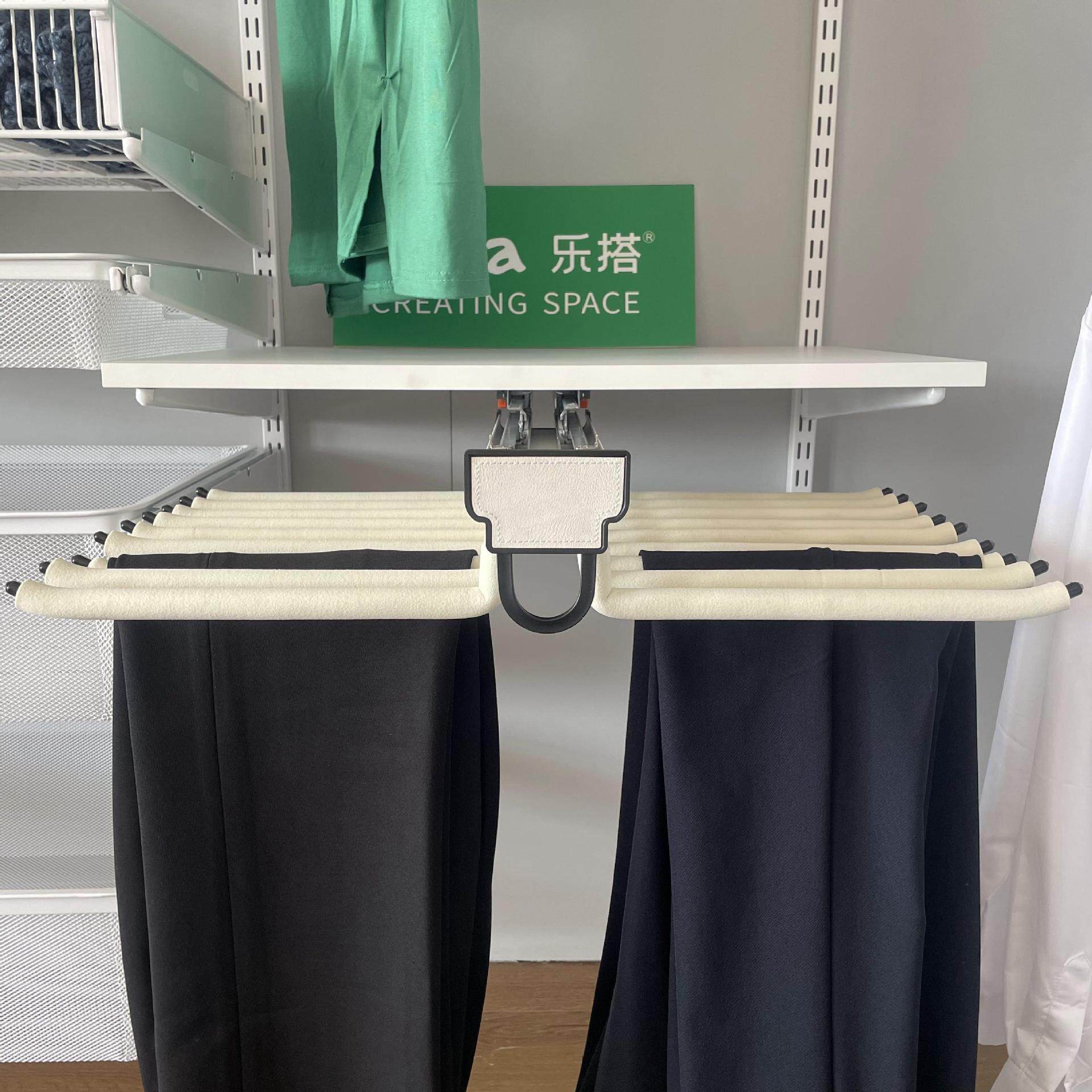 顶装抽拉裤架双排植绒排骨竖向伸缩组合衣柜收纳配件组装伸缩收纳