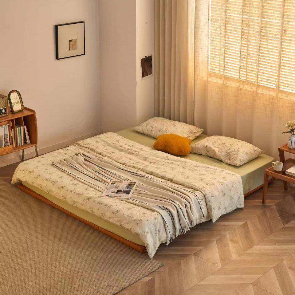 式全木地床小户型无床头榻榻米台床现代日榻榻米床简约落地床架卧