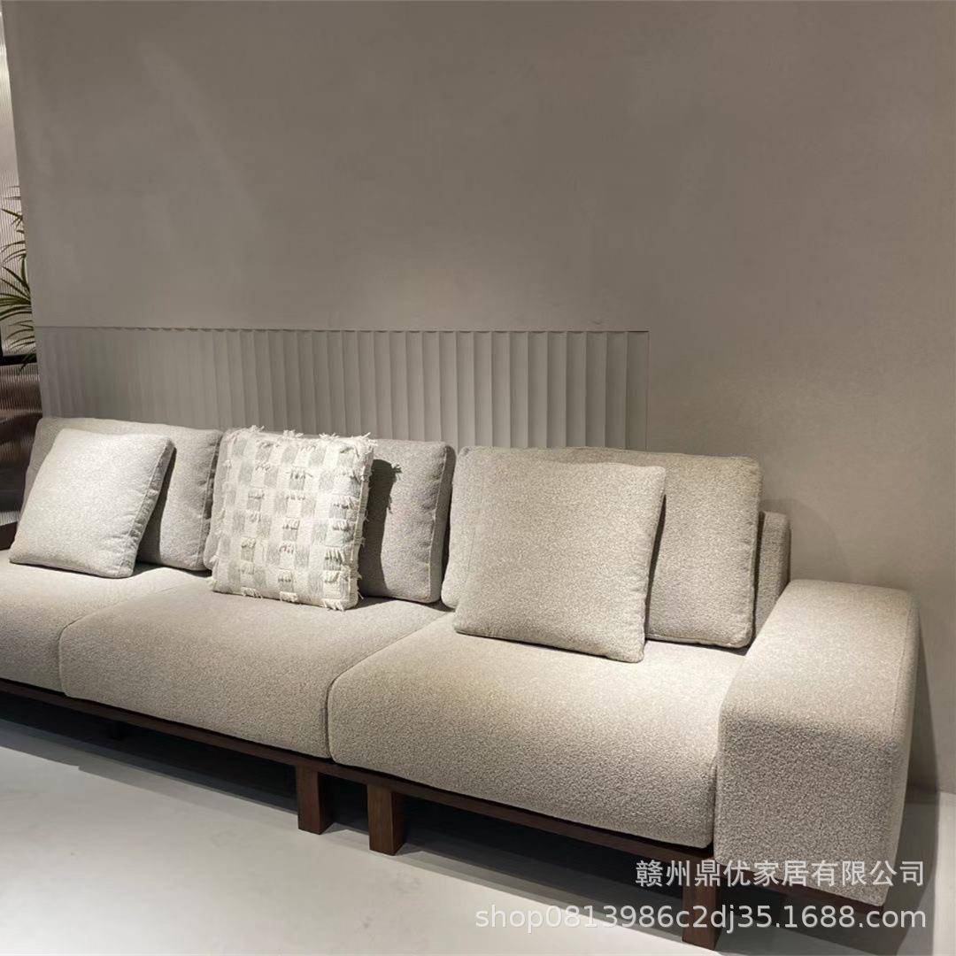 现代简胡桃木实木转沙发角脚踏组合意式客布艺现代简约大厅JDI坐