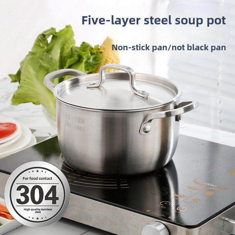 304不锈钢小汤锅加厚双耳奶锅家用小锅集成16/18/20/22/24/26cm