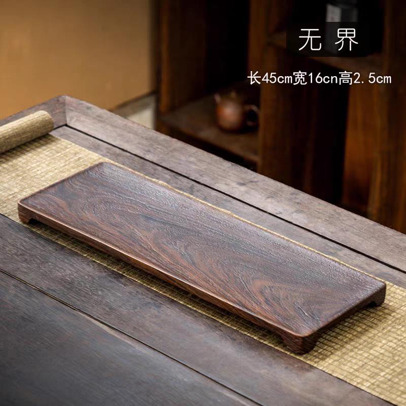 干泡台茶盘整块实木黑檀木喷沙新中式复古家用客厅功夫茶道茶托盘