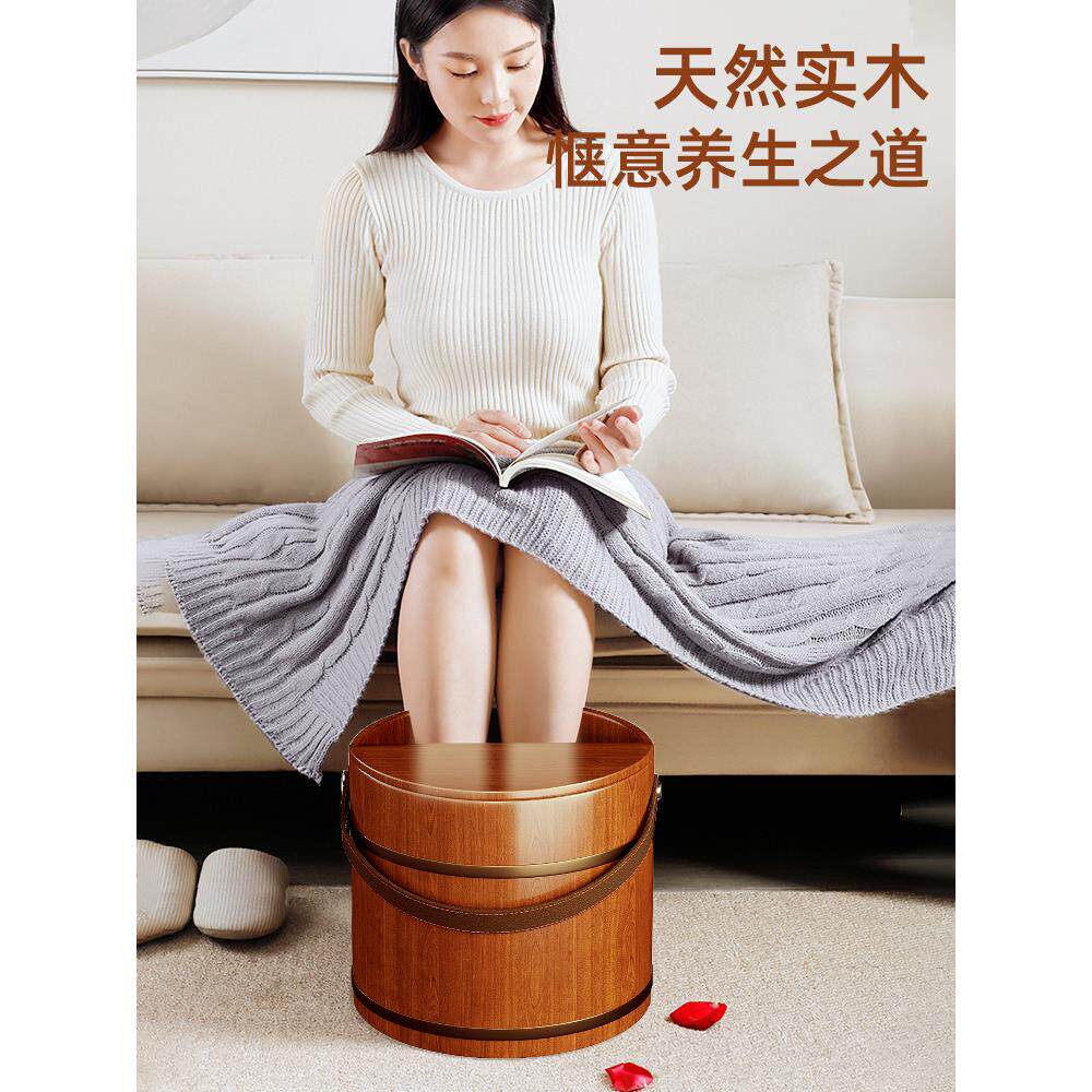 便携手提泡脚桶木桶家用实木质洗脚盆泡脚盆木盆按摩洗脚桶过小腿