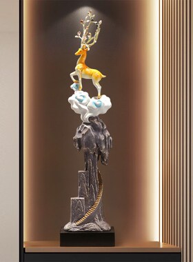 步步高升招财鹿摆件细长竖高玄关电视柜壁龛装饰高档乔迁新居礼品