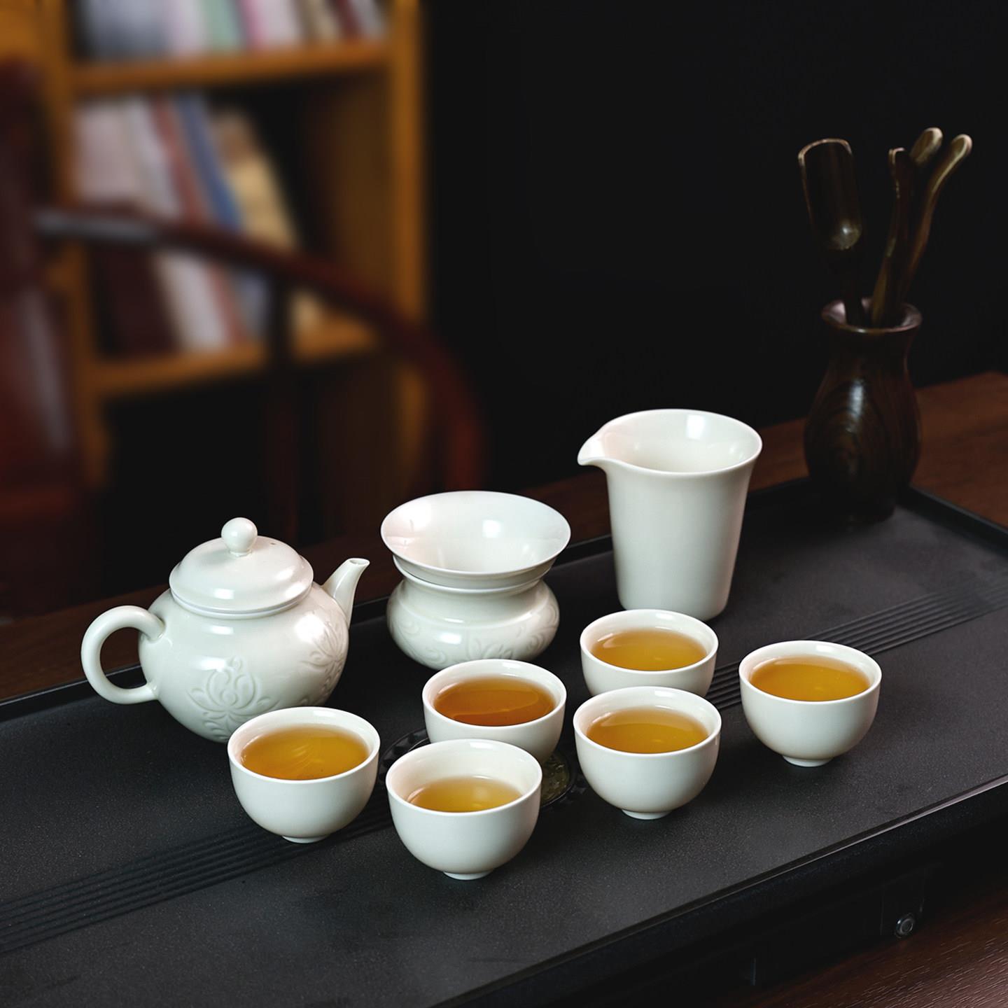 茶具套组2025新款家用喝茶定窑白瓷茶壶茶杯套装高档轻奢高端大气