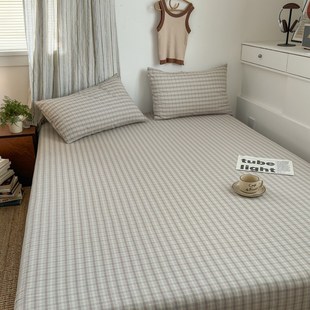 简约全棉亲肤床单单件1.5米1.8m100纯棉水洗棉北欧风被单宿舍学生