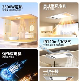 奥普浴霸灯卫生间集成吊顶风暖排气扇照明五合一体浴室取暖风机
