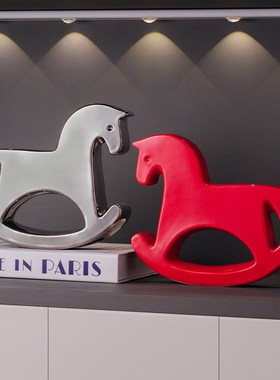 ins风简约创意摇马摆件玄关电视柜陶瓷马摆设 客厅酒柜家居装饰品