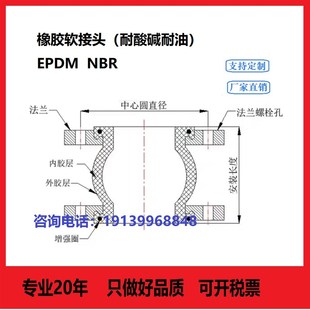 耐酸碱可曲挠橡胶软接头耐油管道法兰接头膨胀节避震喉 国标
