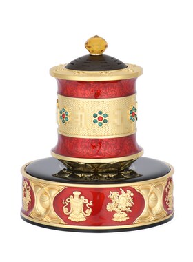 新款善界M3车载太阳能八吉祥款转轮家用六字转筒办公电镀桌面摆件