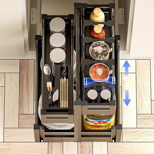 橱柜厨房DIY调味拉篮抽屉式200/250/300柜体调料蓝调味篮拉柜抽拉