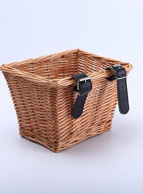 车框条编织篮柳藤编前车篮车筐OUS自购物篮儿童行车篮菜篮子