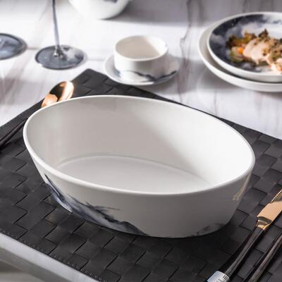 2025中式创现大货高身平底意陶椭圆碗SJT05954瓷碗椭圆形餐厅酒楼