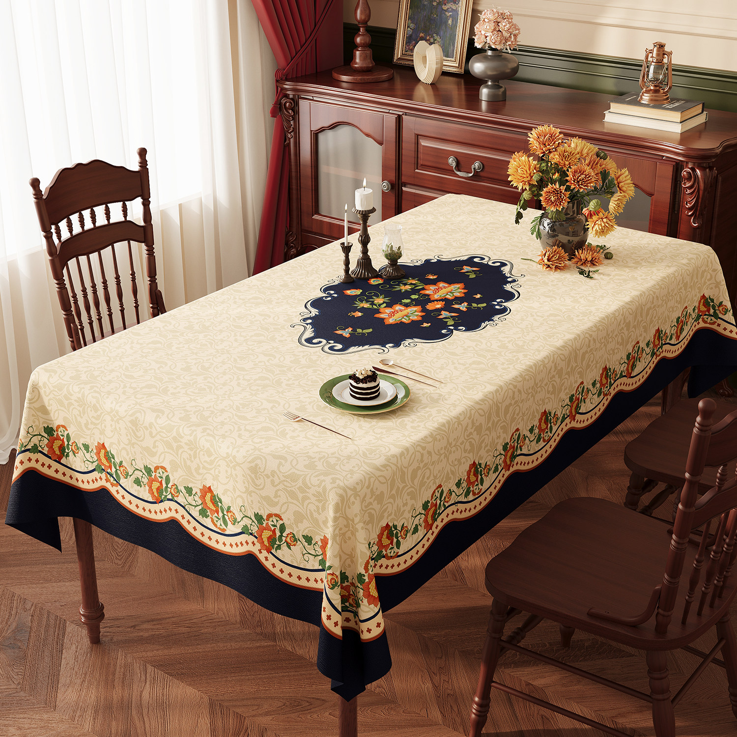 美式餐桌桌布2025新款防油防水防烫轻奢高级感茶几长方形台布,居家布艺,桌布,淘宝优惠券,粉丝福利购,淘宝优惠卷