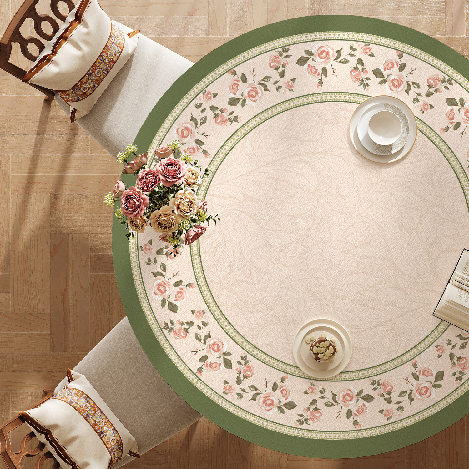 美式圆桌桌布防水防油圆形餐桌垫皮革圆桌茶几垫子家用台布,居家布艺,桌布,淘宝优惠券,粉丝福利购,淘宝优惠卷