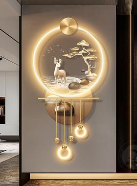 石来运转玄关JX240108装饰画生有轻鹿走财廊尽头挂画奢高入户发光