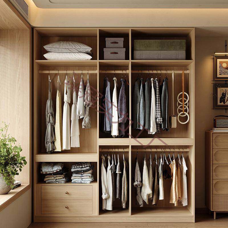 橡木全木衣柜用家卧室原木风日系分段式实一门到m顶大衣橱MKZ60c