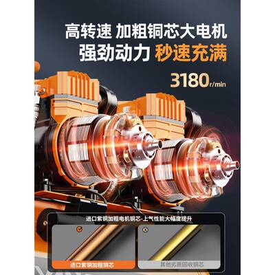 空压机充气泵小型20v便携式空压气缩机木工静音工业级2压打YTO高