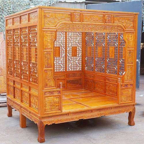 踏步中实木步床尼印仿古明清古典洞床千工拔式花廷老式BYW架宫子