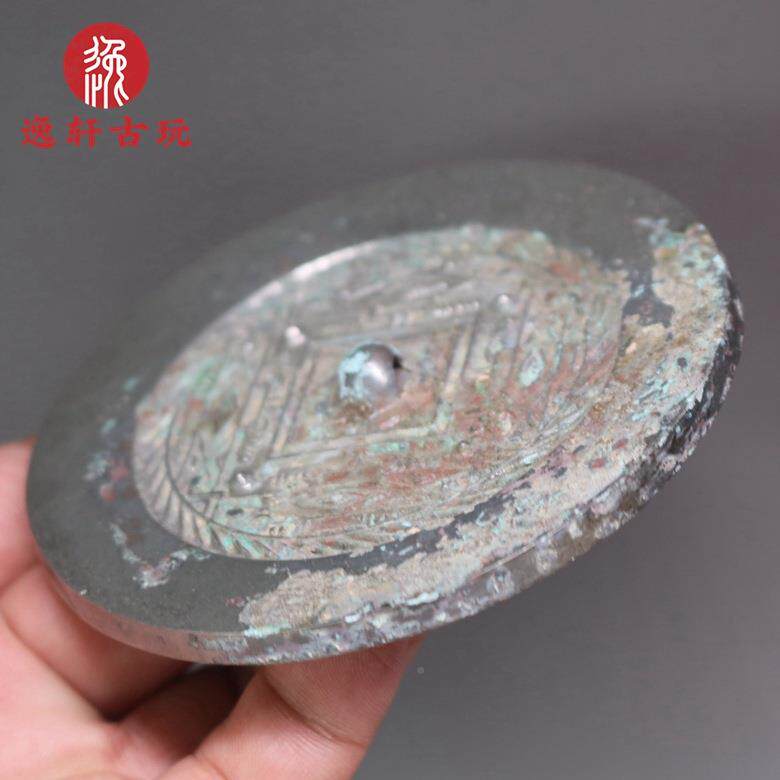 GLA古玩古董矩青铜镜仿铜镜子汉镜汉代圆形规镜古件工艺摆品包邮