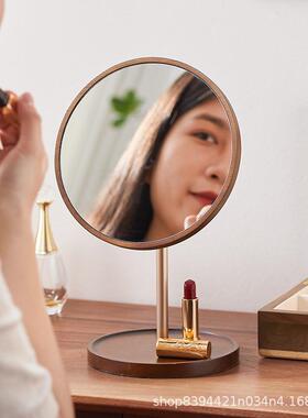 高清化妆镜台木式梳镜网红YVW实可妆旋转店卫生间美妆镜加log酒o