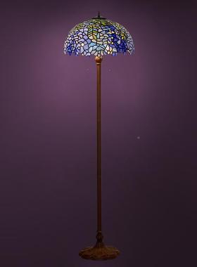 1厂家直销6寸帝凡尼LHA地灯欧式厅灯卧室灯蓝色紫藤装落饰灯客具