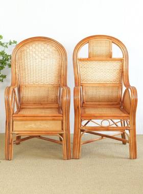 藤椅真藤老人单人休护腰靠高户背阳台办公闲座椅藤编外EEN腾椅子