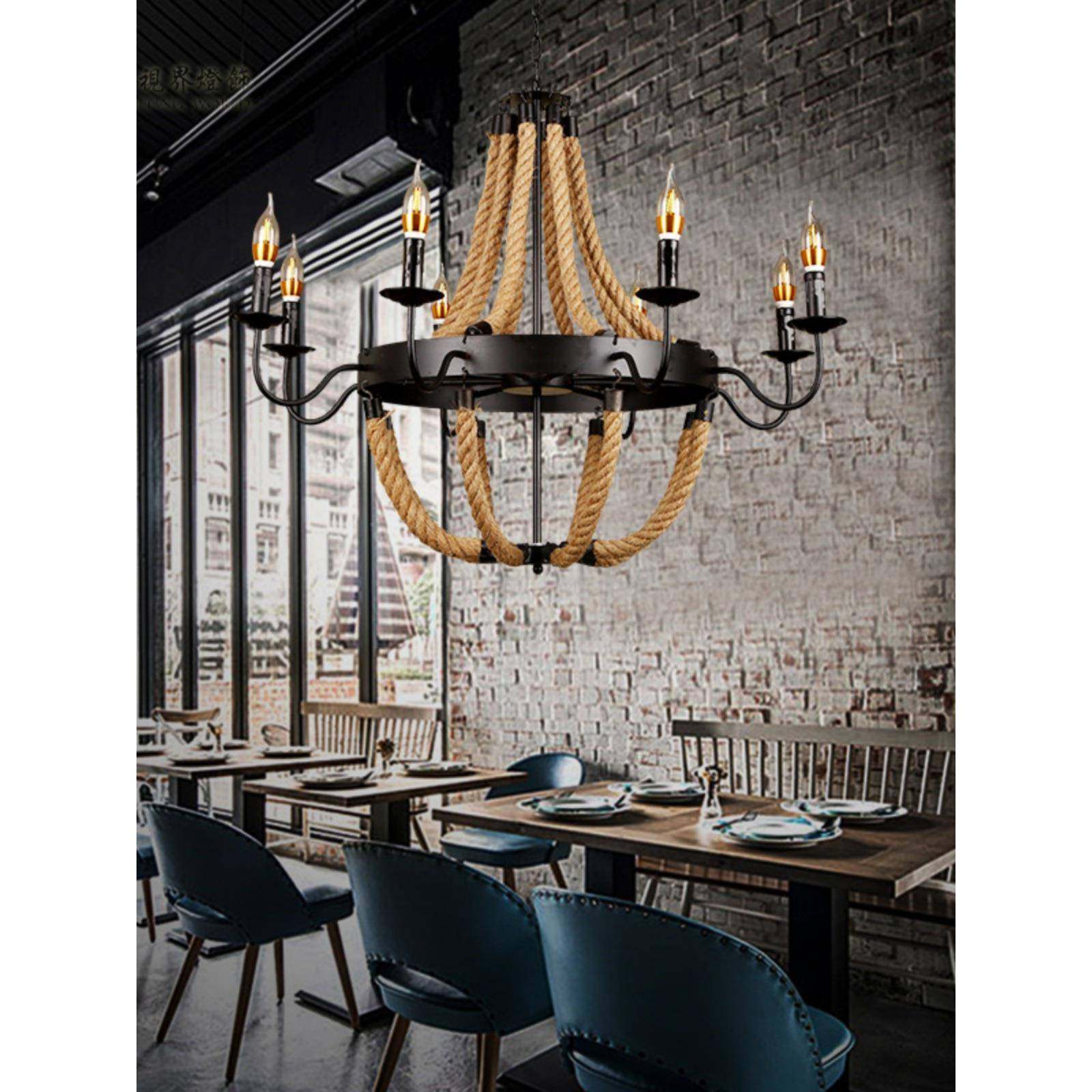 咖工业风复意717古创个性麻绳吊灯loft美发服装店灯网酒吧餐厅铁,家装灯饰光源,智能吊灯,淘宝优惠券,粉丝福利购,淘宝优惠卷