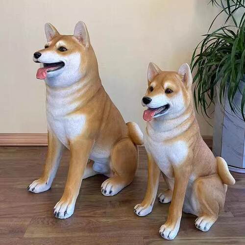 柴犬狗件仿客厅落WKN地真秋院田犬摆模型家居电视柜庭装饰大型看