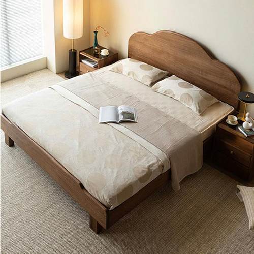 北木美黑胡桃实木KGT1米8双人床现简约1.5床米云朵代床原木主卧大