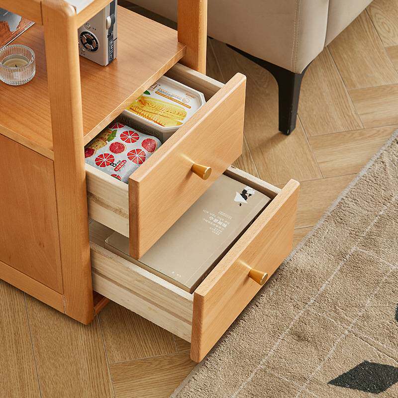 沙发边柜侧边柜岩板边几方茶台小茶几客厅夹缝窄实木移动带轮茶桌