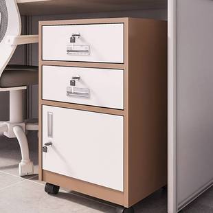 铁皮文件柜小矮柜办公桌下收纳柜活动柜带轮边柜带锁抽屉柜储物柜