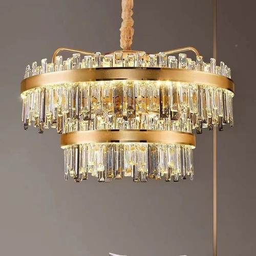 水晶吊客灯BRW厅吊灯后楼现代简约奢主灯轻复式卧室餐厅灯套装设