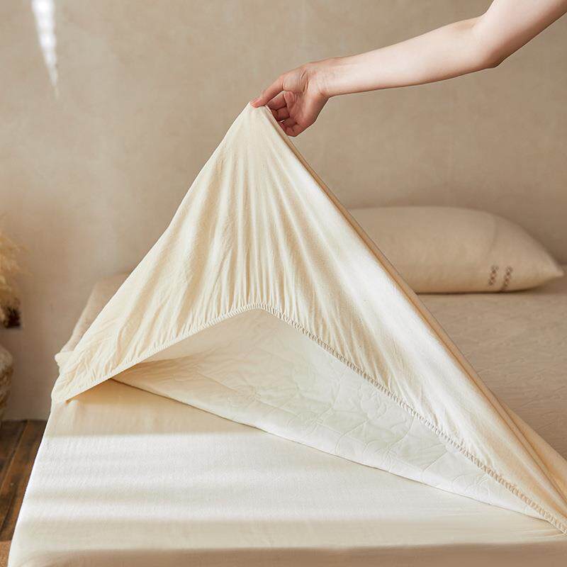 a类纯薄母婴全棉棉麻床笠加厚防滑防尘夹棉花家用棉床垫床单GBY褥