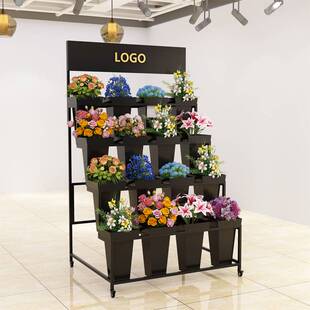 轻奢可移动铁艺花架花店阳台多层花桶架简约庭院架室内婚庆展示架