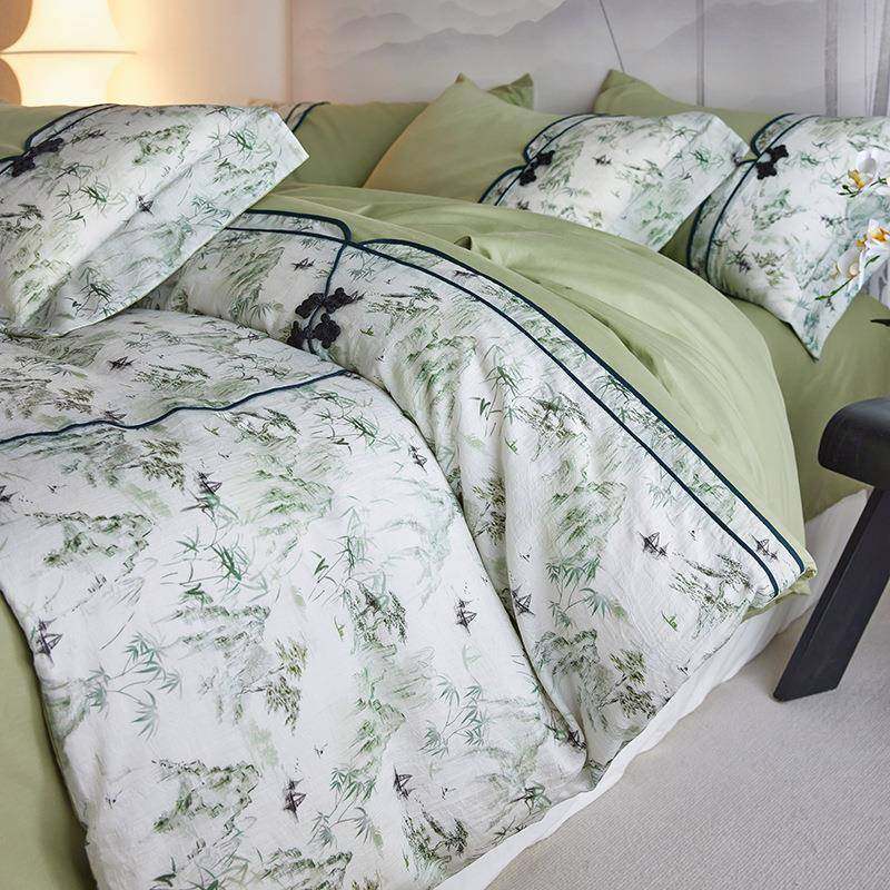 典风全江MLH棉四件套南天丝印花拼接古床上四件套新中式销热款