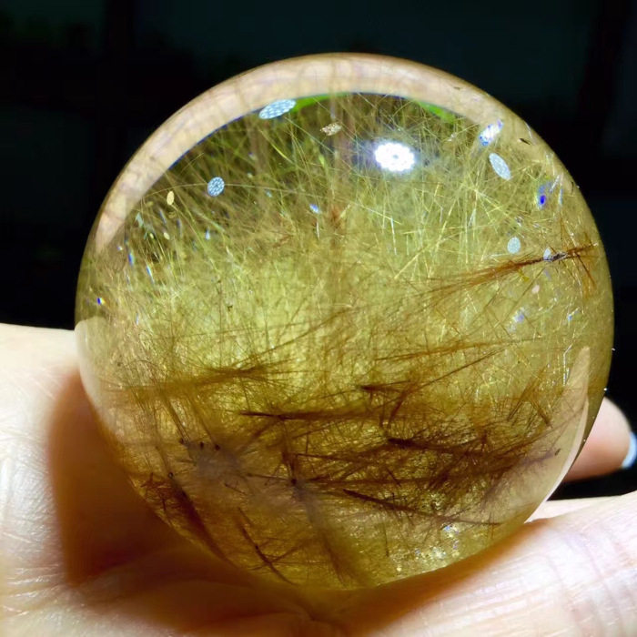 东海水晶天然金发晶聚宝盆摆件