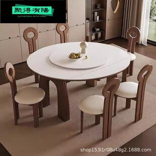 餐厅伸缩实木简餐桌家用小户1型实木饭桌约方板圆两用岩叠餐桌折