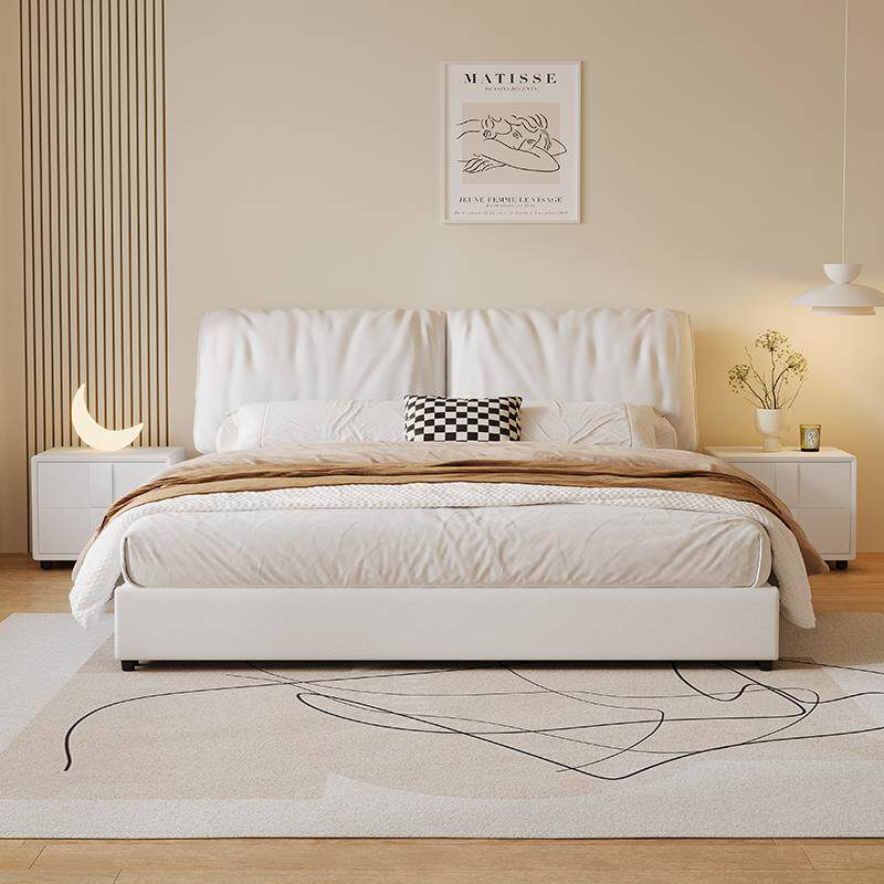 6R轻5奢布艺耳科床技布1.m现代简朵F77MJ8ST约主卧双人床奶油风高