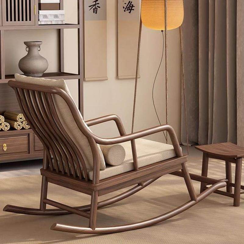 中全实木摇民摇椅阳台午睡式家厅用休闲宿脚踏客懒人单人FRA沙发