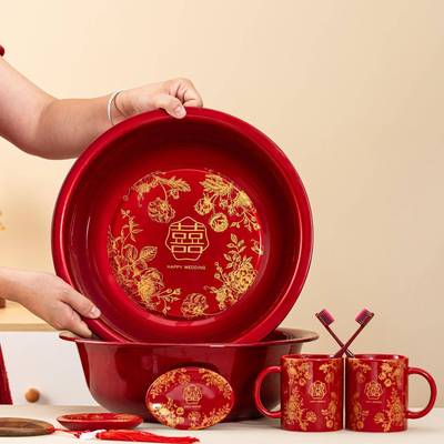 F99578H7唐呈陪嫁装女新娘备婚方嫁妆全套全结婚聚宝盆高档洗漱用