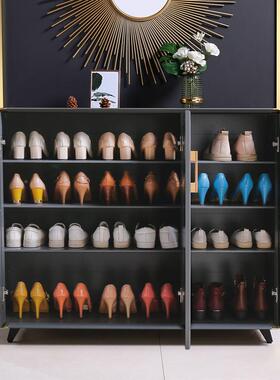 轻奢全铝合金柜家门口用量大鞋容储物柜简约F0灰色现代室外阳台防