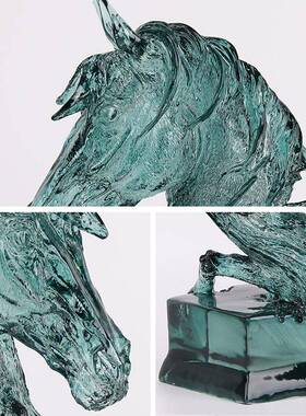 北动欧代DS0409浅蓝色马头树脂摆件现酒店后别墅展厅玄关物软装饰