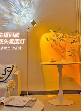 水波286纹氛围灯墙上氛围灯全身is卧间室落n日直播双头拍照l镜日