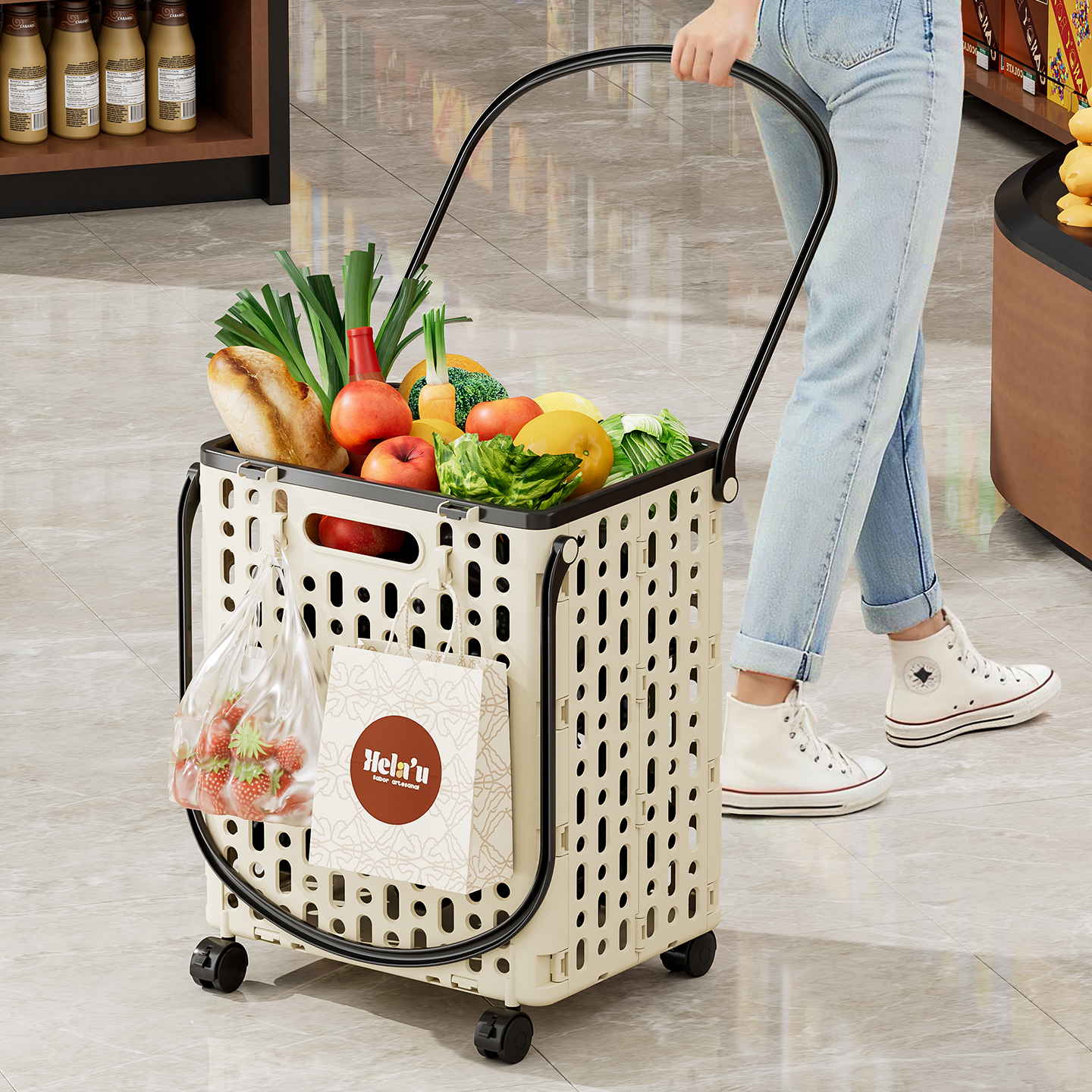 买菜小拉车便携可折叠购物车篮