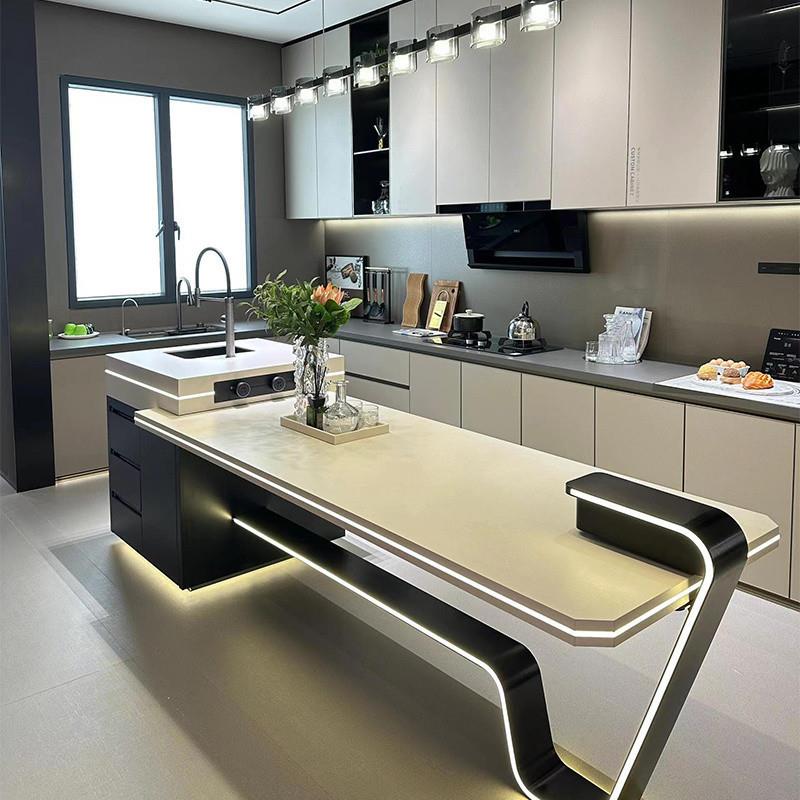 2024新款岩板岛台餐桌一体餐厅厨房中导台法式轻奢家用单独中倒台