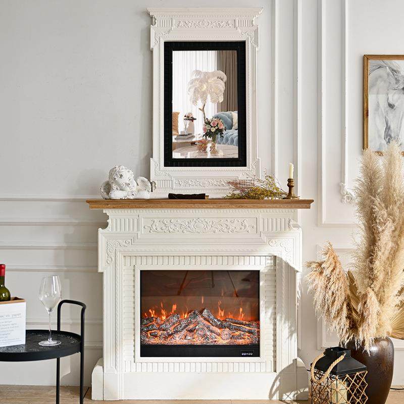 法式奶油风仿真火炉木柴室内取暖器客厅靠墙装饰柜炉芯壁炉柜家用