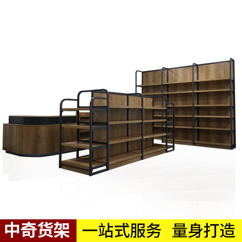 钢木展架三件套厂家直销钢木货架组合商场专用钢木货架食品展示架