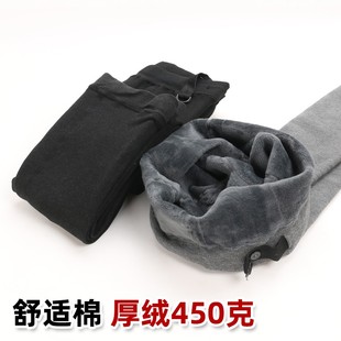 孕妇打底袜秋冬外穿踩脚加绒加厚托腹纯黑色棉裤 袜怀孕期 保暖连裤