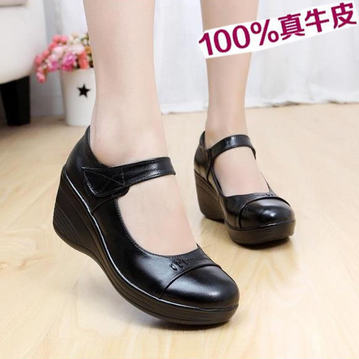 春夏秋季松糕鞋女厚底中跟舞鞋搭扣皮鞋坡跟单鞋单短靴职业女鞋34,女鞋,时装靴,淘宝优惠券,粉丝福利购,淘宝优惠卷