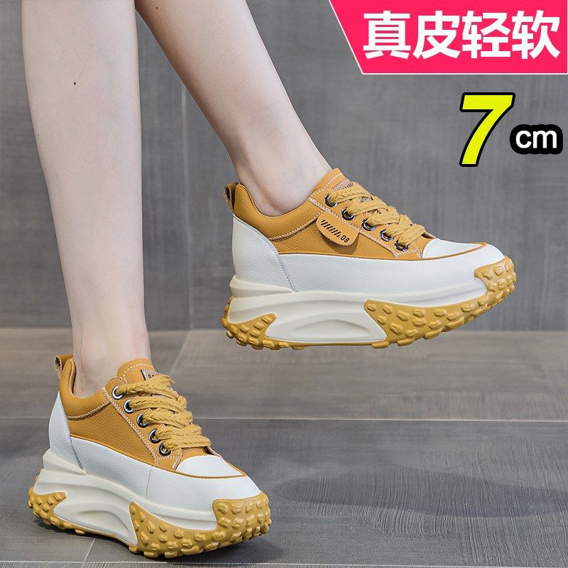 内增高8cm老爹运动鞋2025新款春百搭真皮复古小个子厚底单鞋软底,女鞋,时尚休闲鞋,淘宝优惠券,粉丝福利购,淘宝优惠卷